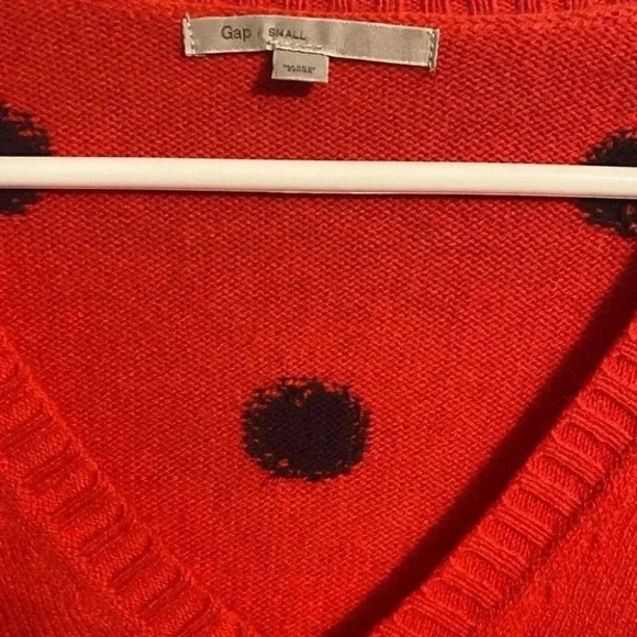 Gap Wool Blend Red Sweater with Blue Polkadots - Picture 4 of 5